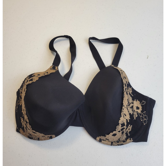 Wacoal Opulence Underwire Contour Bra Black Tan Lace Full Coverage Size 36DDD - Picture 3 of 10